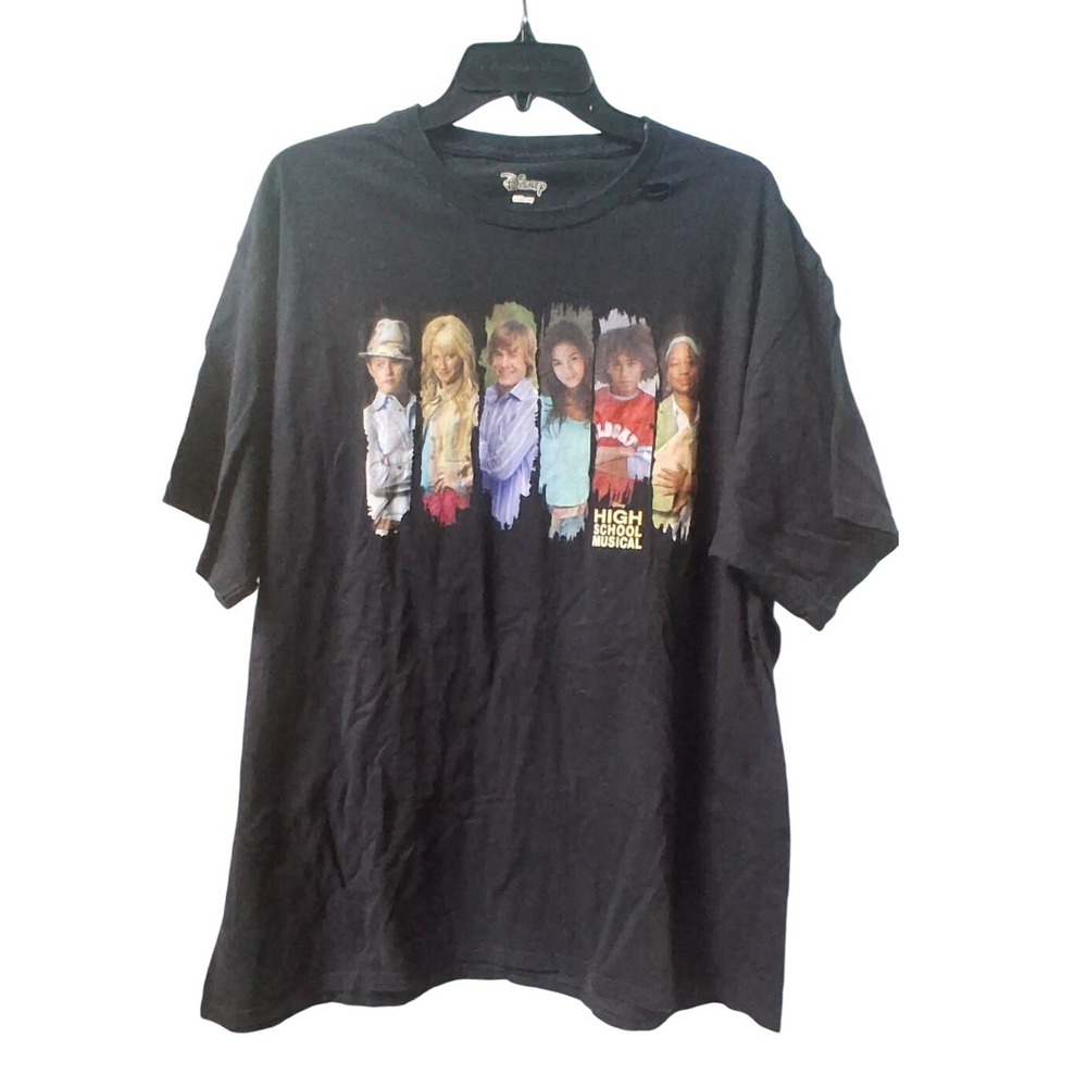 Disney High School Musical Graphic T-Shirt Black Y2K Cast Print Short Sleeve